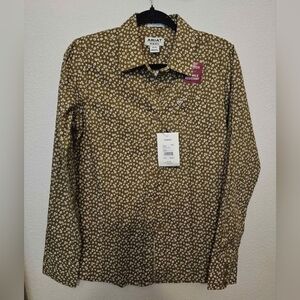 Ariat NWT Shirt Medium Brown Floral Western